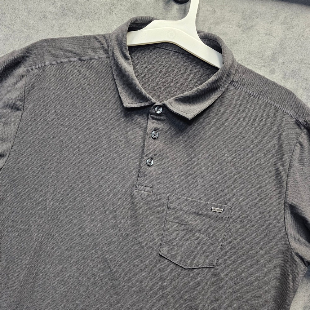 Vuori ACE V164 Men's Gray Textured Short Sleeve Pocket Polo Shirt Size Large
